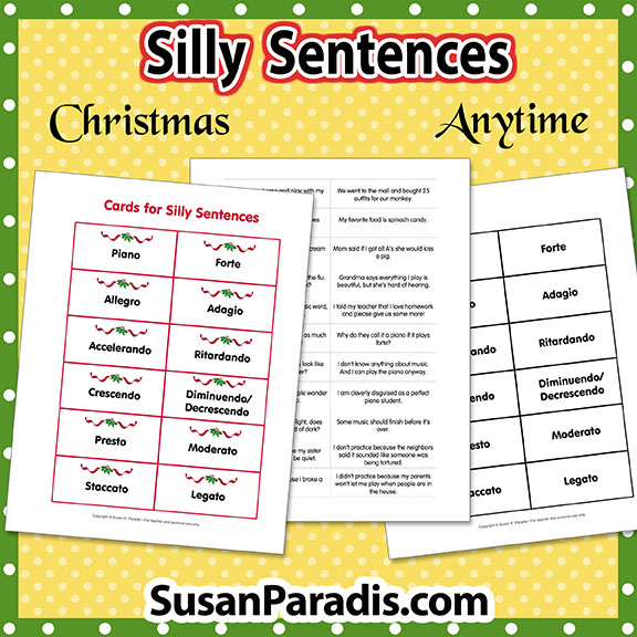 Silly Sentences Susan Paradis Piano Teaching Resources