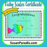 Cute Certificate for Completing Fishy Scales - Susan Paradis Piano