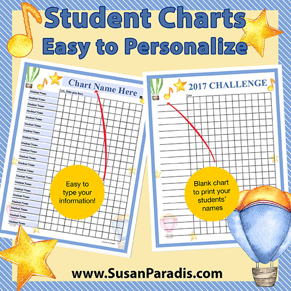 Student Challenge Chart to Edit or Print by Hand - Susan Paradis Piano