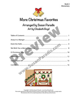 Table of Contents of More Christmas Favorites
