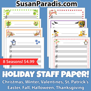 This cute bundle of decorated Holiday Staff Paper will inspire your beginning composer to write their own music!