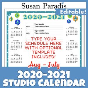 2020-2021 Studio Calendar
