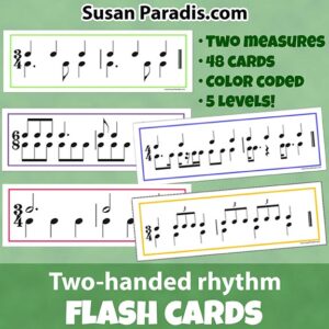Color Coded Two-handed Rhythm Flash Cards